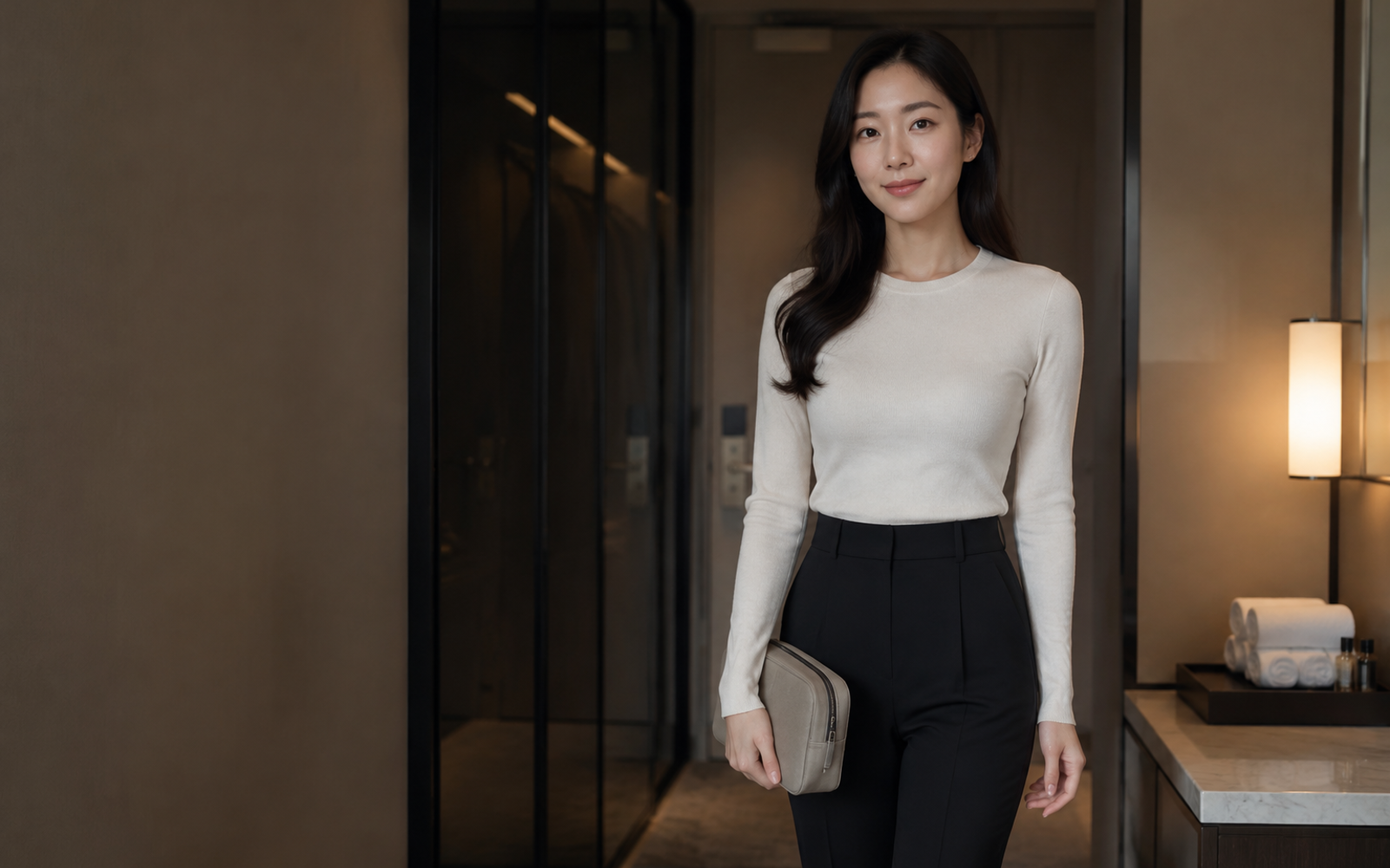 서울 동대문 방문 홈케어를 안내하는 젊은 성인 한국 여성 관리사